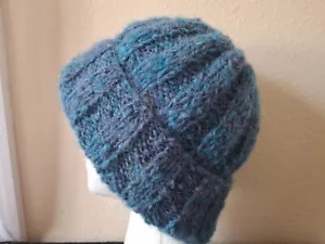 Handgestrickte warme & sperrige Alpaka Mischung Mütze Beanie/Mütze, blau, Option 4 - Bild 1 von 6
