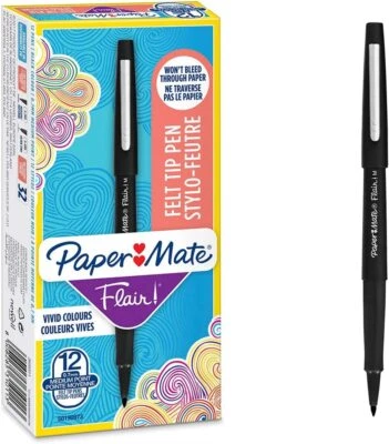 PaperMate Flair Medium Nylon Tip Fineliner Pens Colour Choice and Assorted Packs