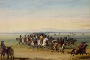 Wohnwagen en Route von Alfred Jacob Miller Western Giclee Druck + kostenloser Versand - Bild 1 von 4