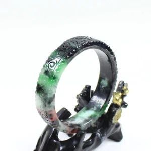 70mm Chinese Hand-carved Multi-Color Jadeite Jade Gems Bangle Bracelet j7772 - Picture 1 of 11