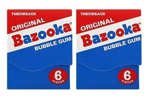2x Throwback Original Bazooka Mini Portefeuille Bubblegum 6 Pièces Lot Américain - Imagen 1 de 4