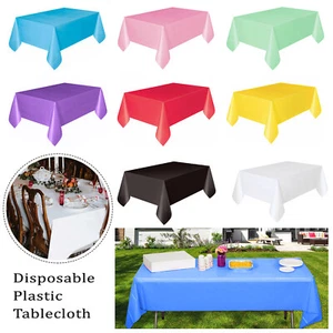 Plastic Table Cloth Disposable Wipeclean Party Tablecloth Cover Rectangle 1-6pcs - Picture 1 of 19