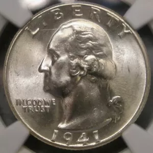 1941 WASHINGTON SILVER QUARTER ATTRACTIVE LUSTER CHOICE+ PQ++ SCARCE *NGC MS 67* - Picture 1 of 6