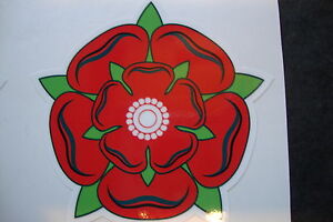 3x RED ROSE OF LANCASHIRE STICKERS  MOTORBIKES HELMETS RALLY RACING BANGER CARS 