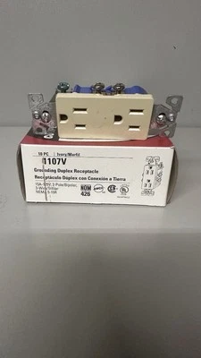 Paquete de 10 tomas de corriente dúplex Cooper 1107V marfil decorador NEMA 5-15R 15A 12 Foto 1 de 2