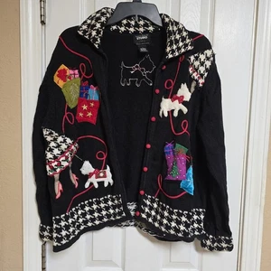Studio Joy Pullover Damen Strickjacke XL Weihnachtsgeschenke Scottie Hund bestickt - Bild 1 von 8