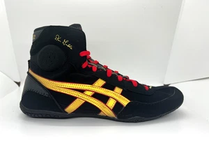 asics Boxing Wrestling Shoes DAN GABLE EVO 3 Black Gold Line Red 1081A052 New - Picture 1 of 20