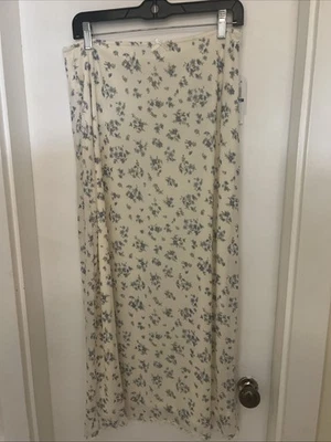 NUEVO CON ETIQUETAS Mujer Hippie Rosa Marfil Con Azul Floral Falda Larga Talla XL Forrada Foto 1 de 4