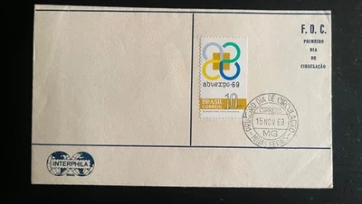Brazil 1969 ABUEXPO ’69 First Day Cover FDC – 10c Stamp – Minas Gerais Postmark - Image 1 of 2