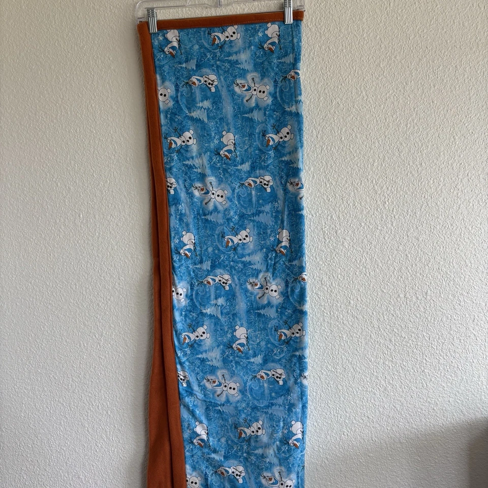 Homemade Olaf Frozen Blanket With Orange Background Fleece Throw - Image 1 of 4