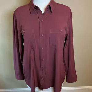 Eddie Bauer Women's Classic Fit Long Sleeve Button-Up Shirt Size Large Mulberry - Picture 1 of 12