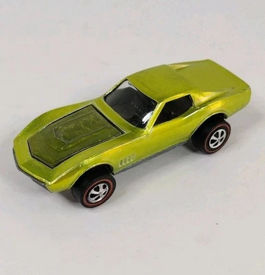 1968 Hot Wheels Redlines Custom Corvette Lime Antifreeze Dark Brown Interior USA - Image 1 of 4