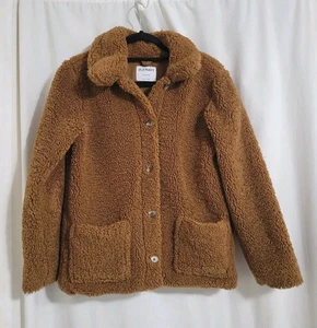 Old Navy Teddy Bear Sherpa Brown Size XL Juniors Girls Button Up Pockets - Picture 1 of 9