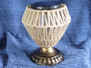 Solar Powered Desk Table Lamp Rattan Woven Shade Night Light Colors NIB - Picture 1 of 6