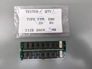 (2) VisionTek 4MB FPM SIMMs, 72-pin RAM Memory Sticks (8MB Total) - Picture 1 of 3