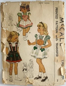 Adorable Vintage 1940s Childs Holiday Apron Pattern McCall 1281 Size Small 2-4 - Picture 1 of 3
