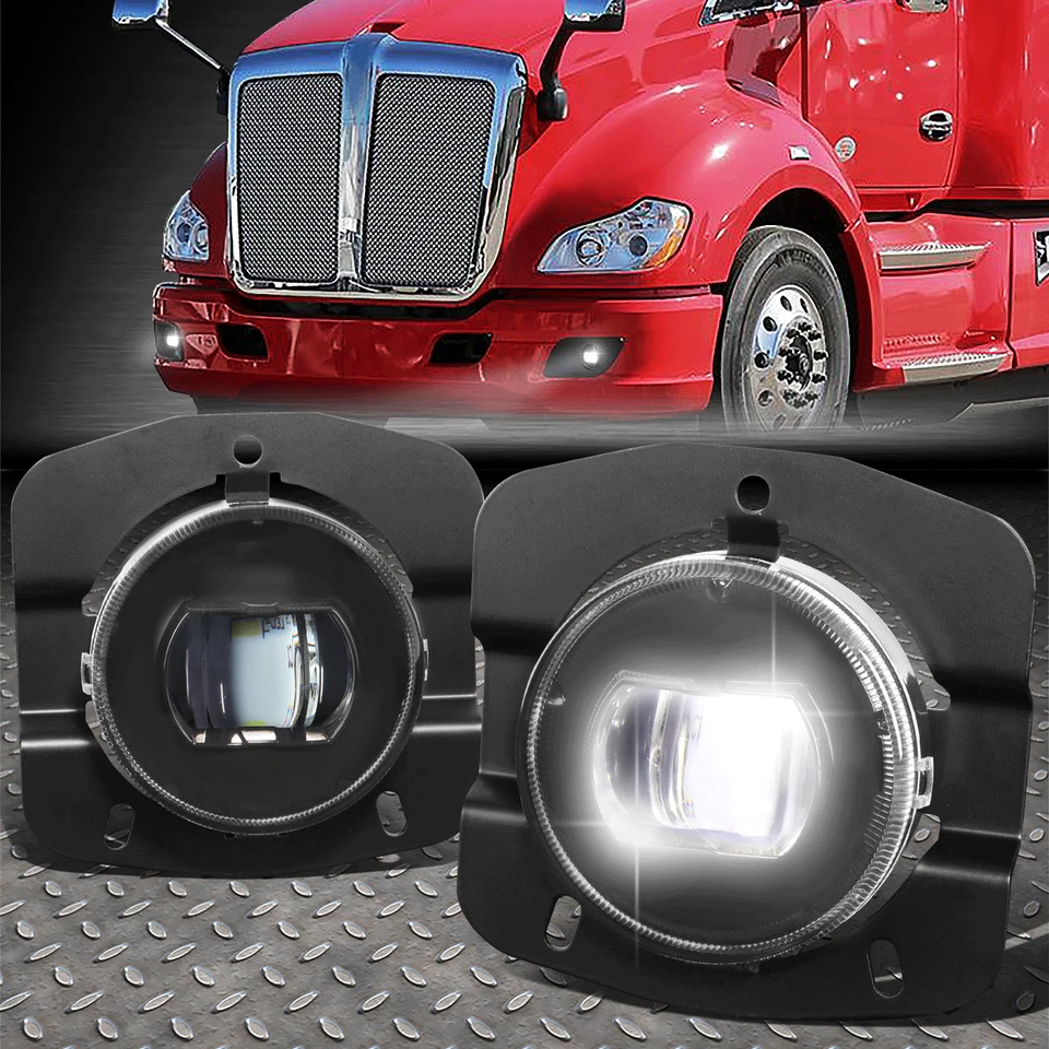 FOR 11-24 KENWORTH T680 FULL LED PROJECTOR FRONT BUMPER DRIVING FOG LIGHTS BLACK - Image 1 of 4
