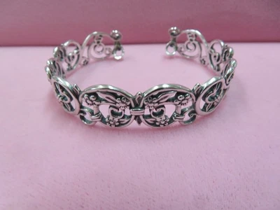 Carolyn Pollack 6.75"  925 Sterling Silver Flower Cuff Bangle  21.19 G - Image 1 of 4