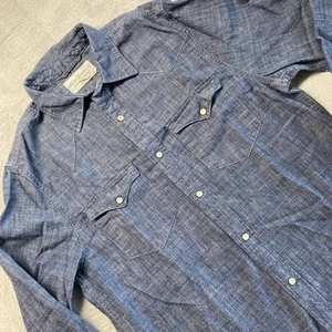 Denim & Supply Ralph Lauren Shirt Mens Small Blue Pearl Snap Denim Chambray - Picture 1 of 15
