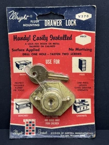 True Vintage Wright  V370 Flush Mounting CABINET FILE BENCH DESK DRAWER LOCK USA - Picture 1 of 3