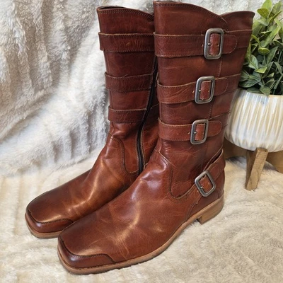 Botas Wolverine 1883 Cuero Puntera Cuadrada Marrón Coñac Hebilla Media Pantorrilla Mujer Talla 6 Foto 1 de 4