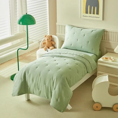 Juego de cama verde de 4 piezas para niños pequeños para niños niñas, cuna de microfibra bordada B... Foto 1 de 4