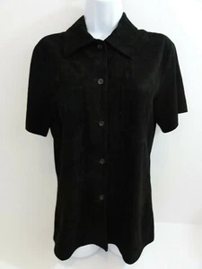 Camisa para mujer de cuero auténtico estilo occidental (negra, diseñador brasileño, M) - Imagen 1 de 12
