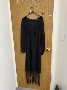 Sheike Size 16 Black Netted Formal Long Gown Maxi Dress - Picture 1 of 5
