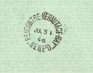 1948 Rencontre Hermitage Bay Neufundland Stempel auf Scheck - Bild 1 von 3