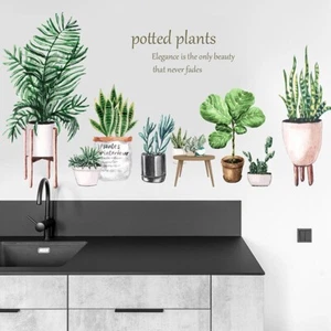 Adesivi murali piante succulente in vaso decalcomania cactus decorazione camera vivaio - Foto 1 di 9