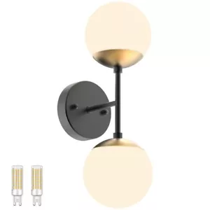 Black and Gold Wall Light,Mid Century Modern Globe Wall Sconce. - Picture 1 of 7