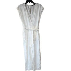 Abercrombie & Fitch Size M Linen Blend Belted Faux Wrap Pant Jumsuit - Picture 1 of 8