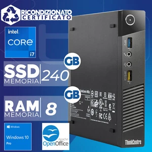 Mini PC Desktop Computer Lenovo i7 8GB Ram 240GB SSD Win 10 Pro (Ricondizionato) - Afbeelding 1 van 4