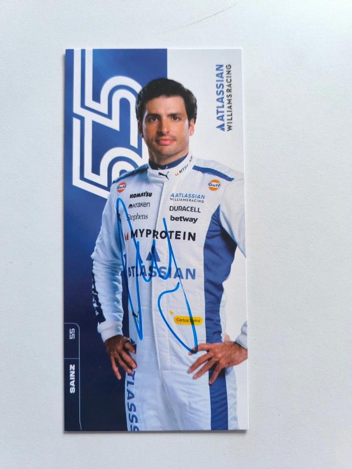 Carlos Sainz signed 2025 Williams F1 FW47 official card 10x21cm NEW - Image 1 of 2