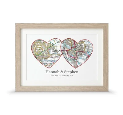 Gift for couples | Personalised anniversary map present | Wedding map present - Image 1 of 4