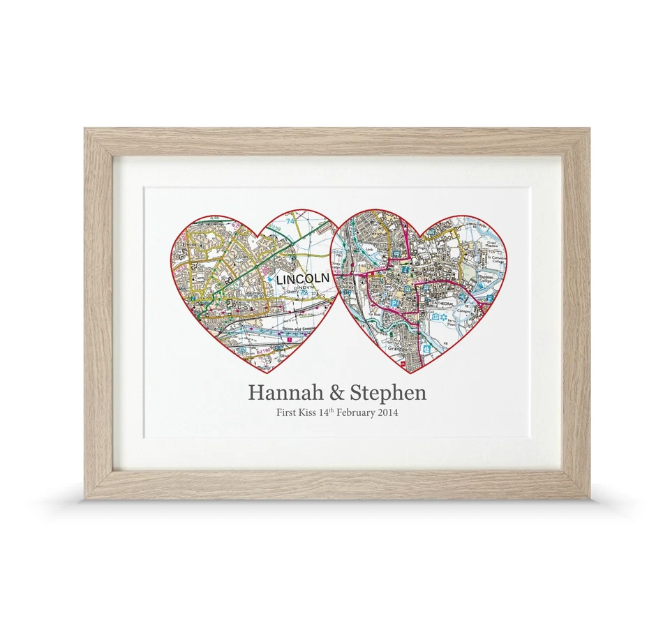 Gift for couples | Personalised anniversary map present | Wedding map present - Image 1 of 4