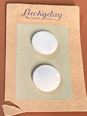 Vintage Luckyday Round Pearl Buttons Self Shank 3/4" 2 NEW on Card - Image 1 of 4