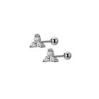 925 Sterling Silver Tiny Triangle CZ Screw Back Helix Tragus Stud Earrings A1098
