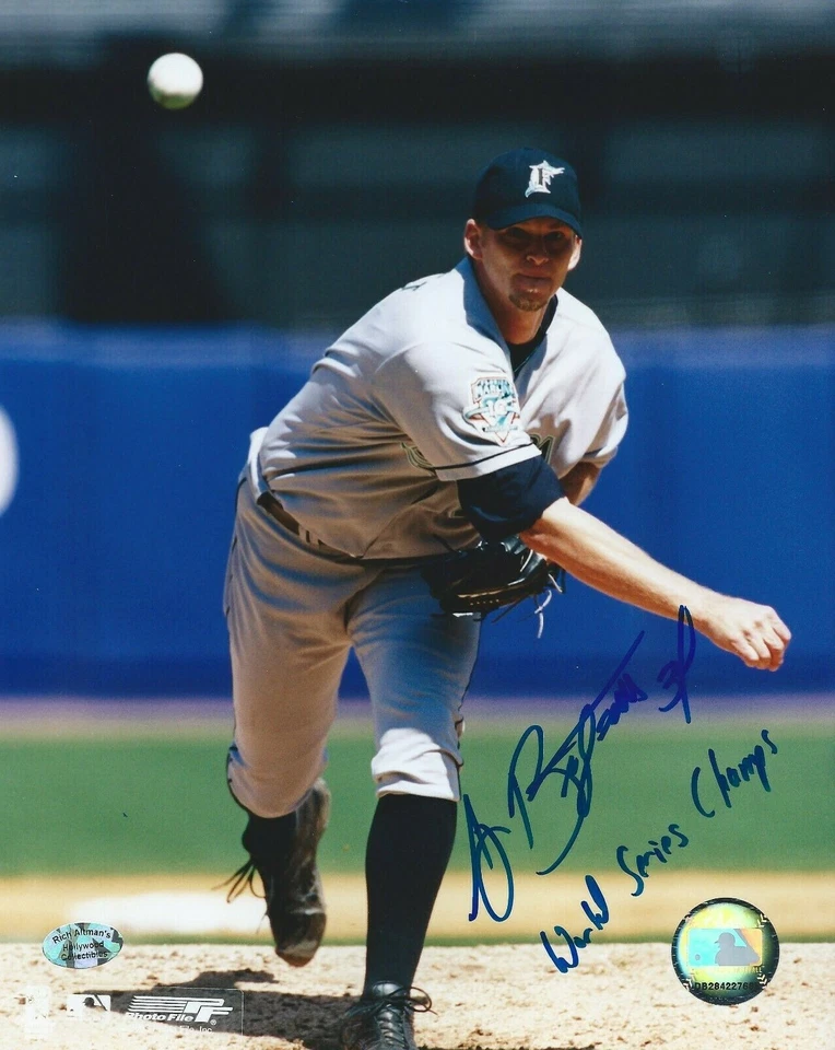 Autografiado 8x10 A.J. Foto de Burnett "Campeones de la Serie Mundial" Marlins de Florida - Certificado de autenticidad  Foto 1 de 1