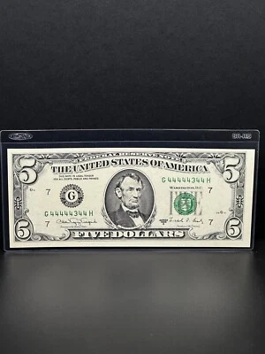 1988-$5 DOLLARS BILL NEAR SOLID Very Nice Piece For Your Collection  - Image 1 of 2