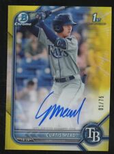 2022 Bowman Chrome Yellow Refractor Curtis Mead Rays RC Rookie AUTO 1/75
