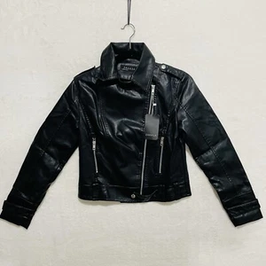Faux Leather Jacket Women’s Size L Biker Moto Zakasa PU Artificial Leather - Picture 1 of 14