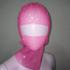 Ladies Glitter Rhinestone Face Mask Shiny Balaclava Crystal Headwear Sexy Club - Picture 1 of 23