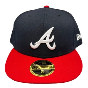 New Era 59Fifty MLB Atlanta Braves Low Profile Navy Fitted Men's Hat Sz 8 - Picture 1 of 8
