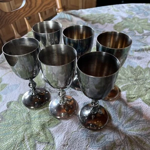 Vtg SILVERPLATE Set Of 6 Goblets W & S Blakinton - Picture 1 of 7