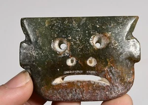 5.5CM China Hongshan Kultur Alte Jade Beast Gesicht Kopf Maske Amulett Anhänger - Picture 1 of 7