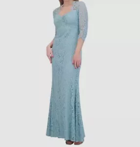 Eliza J Women's Blue Lace 3/4-Sleeve Gown Petite Size 14P - Picture 1 of 3