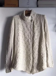 Aran Sweater Market Ireland Damen Dickes Strick Jacke Neu Gr M Creme 100% Wolle - Bild 1 von 10