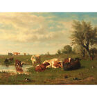 Bilders Cows In The Meadow Landscape Painting Large Wall Art Print 18X24 In
