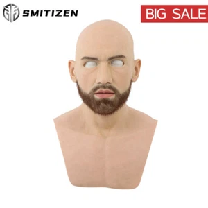 SMITIZEN Realistic Silicone Human Skin Lifelike Men Mask With Beard For Cosplay - Picture 1 of 10